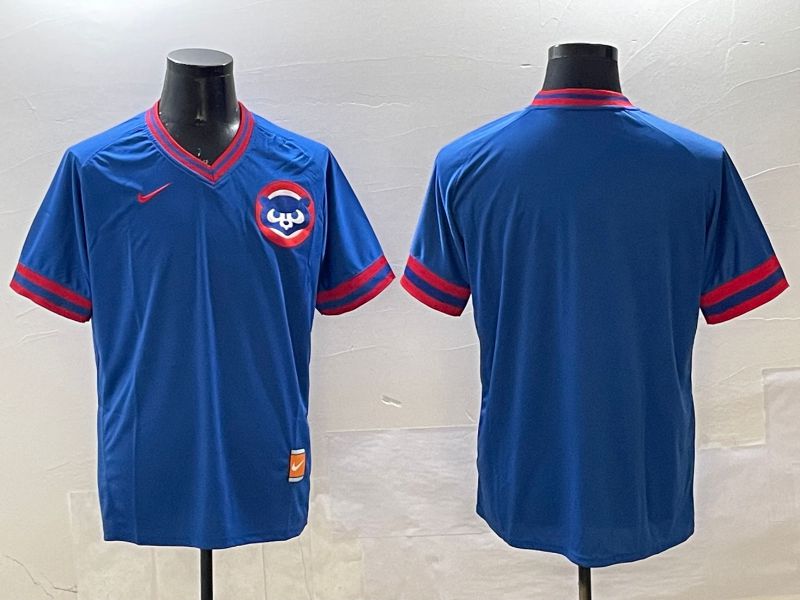 Men Chicago Cubs Blank Blue Throwback Game 2025 Nike MLB Jersey style 1